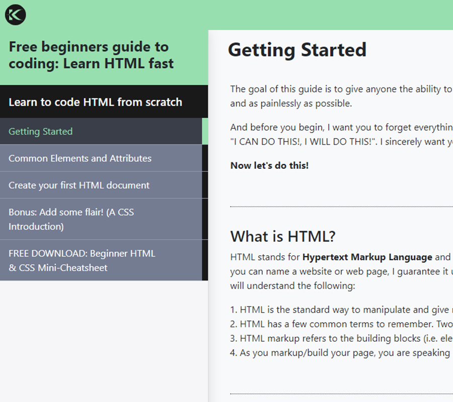 Create with Kirk HTML Mini-Course